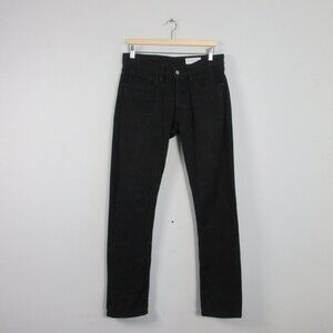 Gustin Men's Slim Pants 32 Black Button Fly 5 Pocket Chino Woven Knit 718